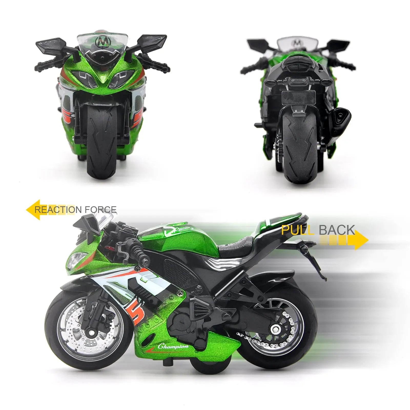 Motorcycle Model 1:14 Diecast Toy Scale light and sound Gift Collection Pull Back Metal Simulation Collection Motor