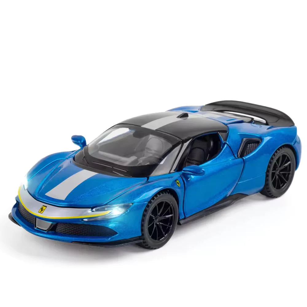 FERRARI SF90 1:32 DIECAST METAL TOY CAR (MULTICOLOUR  :- RED, YELLOW, BLACK, BLUE)