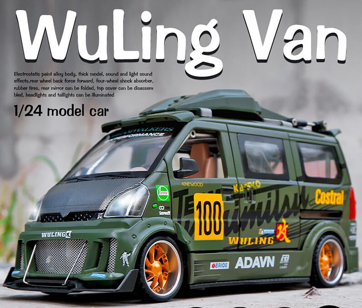 BIG SIZE WULING TRACK SPORTS VAN 1:24 DIECAST METAL PULLBACK TOY CAR WITH OPENABLE DOORS & LIGHT, MUSIC BOYS CAR FOR KIDS BEST TOYS GIFTS TOYS FOR KIDS [SIZE:-18CM*9.4CM*7.2CM]【 MULTICOLOR 】