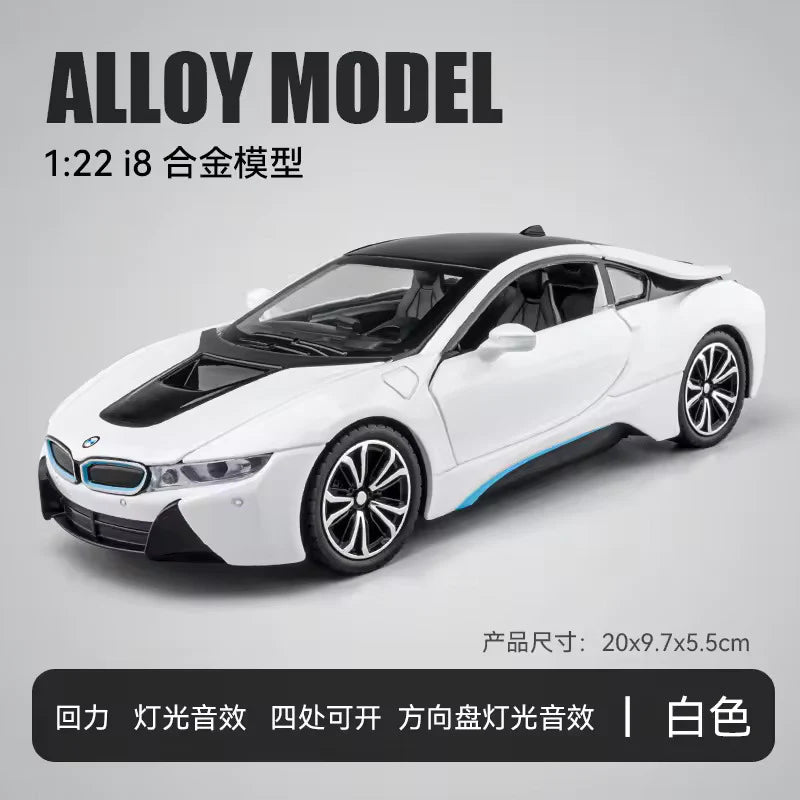 COMPATIBLE FOR BMW I8 1:24 DIECAST METAL TOY CAR (MULTICOLOUR :- WHITE, BLACK )