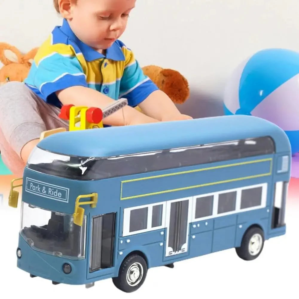 DOUBLE DECKER BUS 1:48 SCALE CLASSIC MODEL TOY FOR KIDS PULL BACK ALLOY DOUBLE-DECKER BUS SERIES TOY WITH LIGHT AND MUSIC