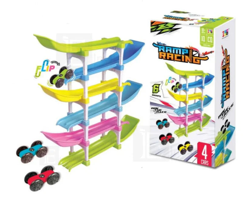 RACER RAMP RACING TOY WITH 4 CARS, 6 RAMPS AND RACER TRACK FOR 1, 2, 3 TODDLERS, AND ABOVE AGE BOYS & GIRLS – EDUCATIONAL AND RELAXING TOYS VEHICLE FOR KIDS TOYS【ISI APPROVED】