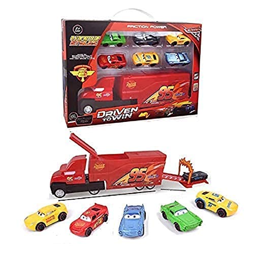 SET OF 7 PIXAR CARS 3 LIGHTNING MCQUEEN JACKSON STORM MACK UNCLE TRUCK 1:55 ALLOY TOY TRUCK CARS BEST TOY GIFT FOR KIDS- PACK OF 7, MULTICOLOR