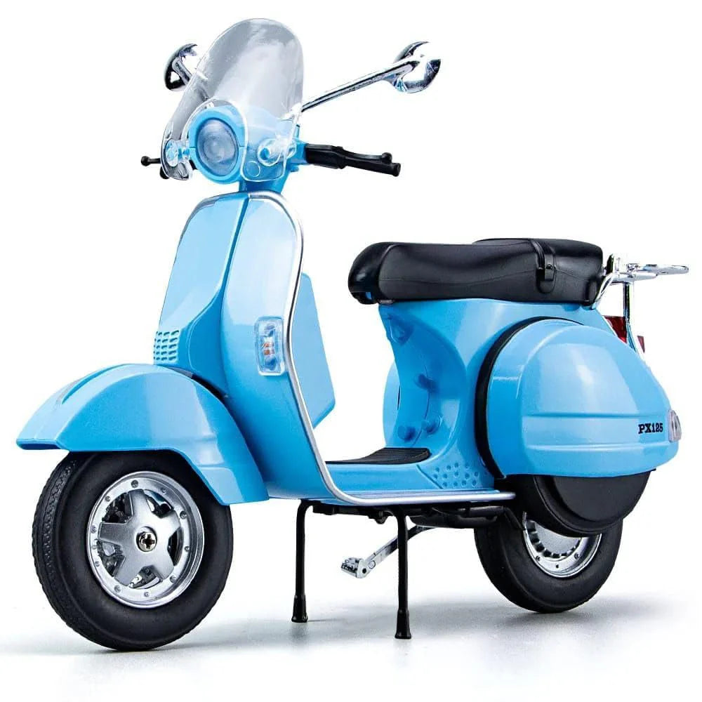 BEAUTY HUB VESPA 125 MOTORCYCLE MODEL, ALLOY MATERIAL, SIMULATED RETRO MOTORCYCLE, LITTLE SHEEP SCOOTER, BOXED COLLECTION DISPLAY (MULTICOLOUR : GREEN, SKYBLUE, PINK)