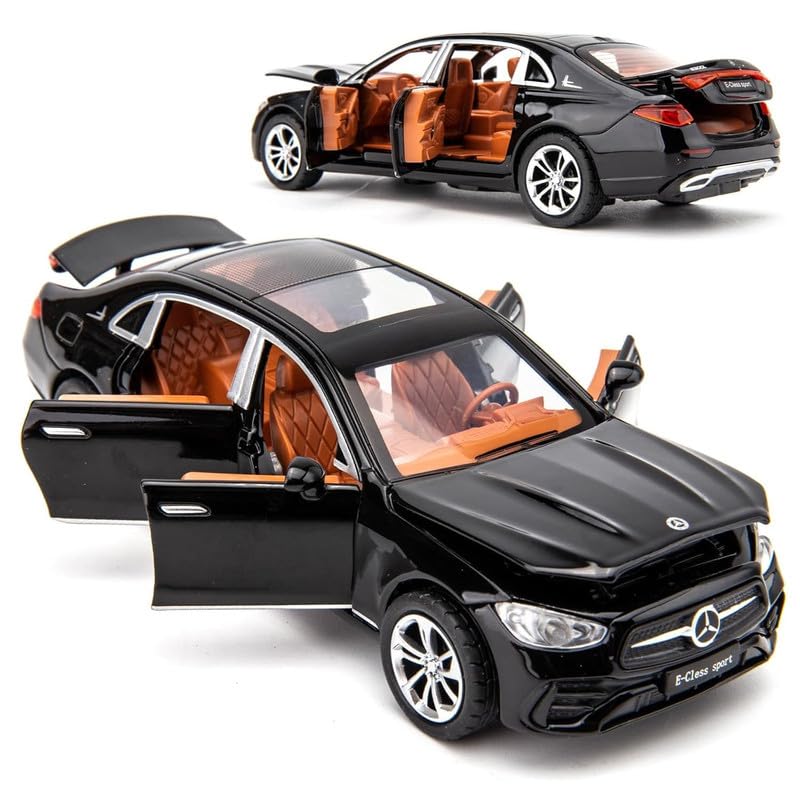 MERCEDES-BENZ E300L 1:32 DIECAST METAL PULLBACK TOY CAR WITH OPENABLE DOORS & LIGHT, MUSIC BOYS CAR FOR KIDS BEST TOYS GIFTS TOYS FOR KIDS [SIZE:-16CM*5.3CM*4.3CM]【 MULTICOLOR 】