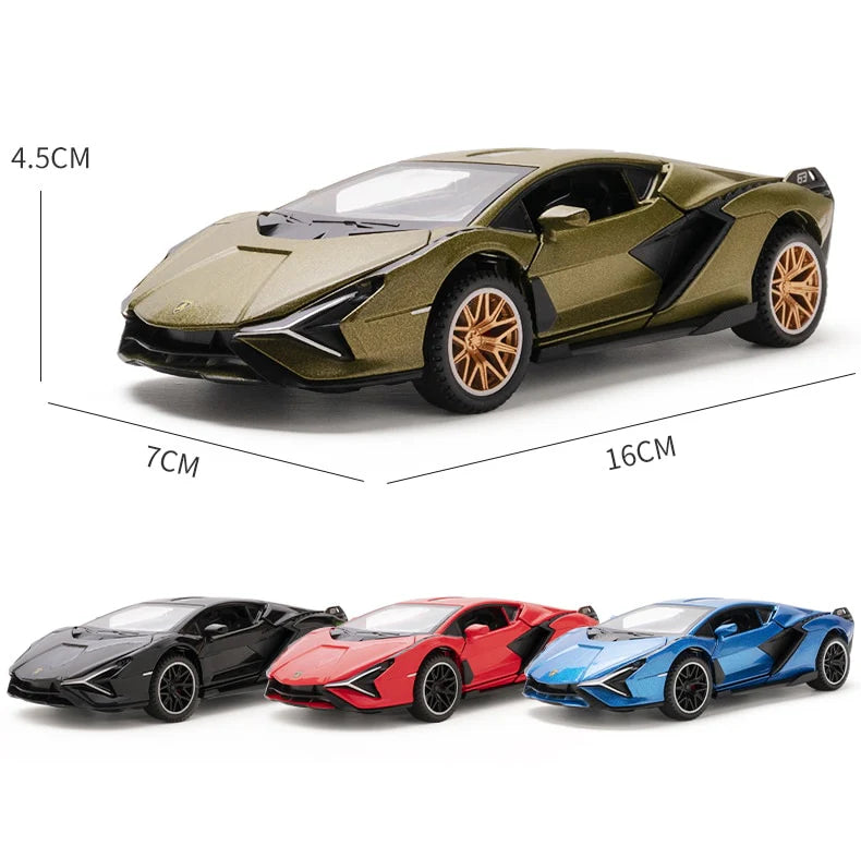 Lamborghini Sian 1:32 DieCast Metal Toy Car Light & Sound (Multicolour :- Red, Green, Black, Blue)