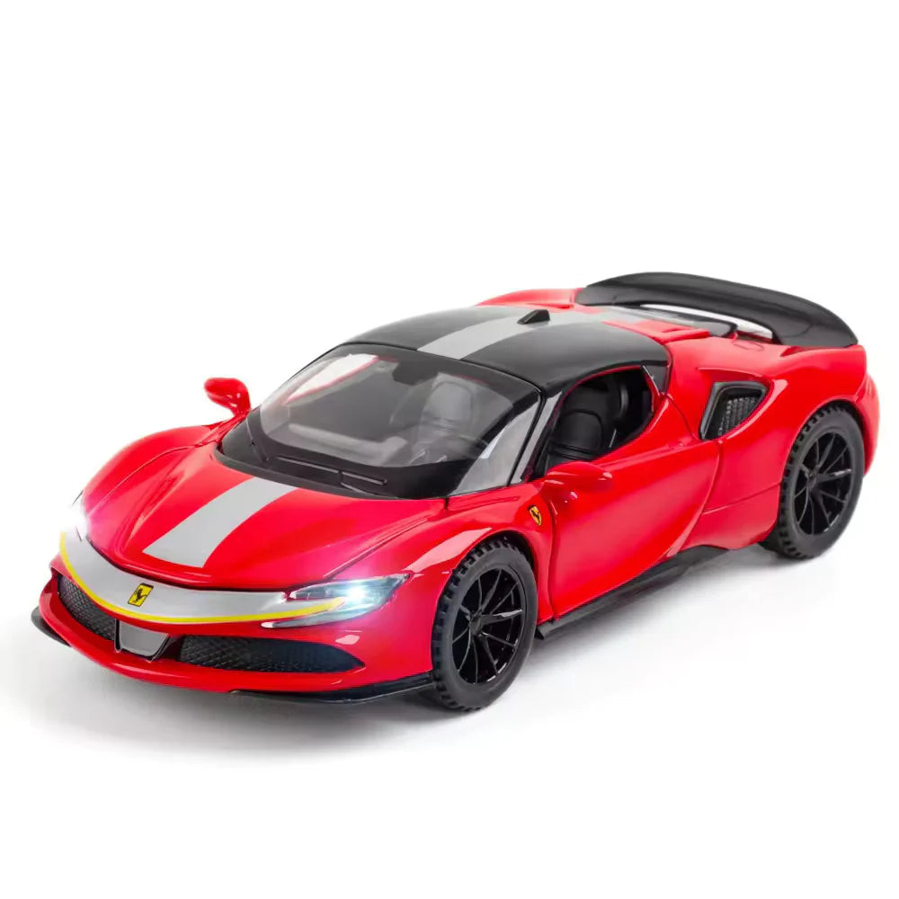 FERRARI SF90 1:32 DIECAST METAL TOY CAR (MULTICOLOUR  :- RED, YELLOW, BLACK, BLUE)