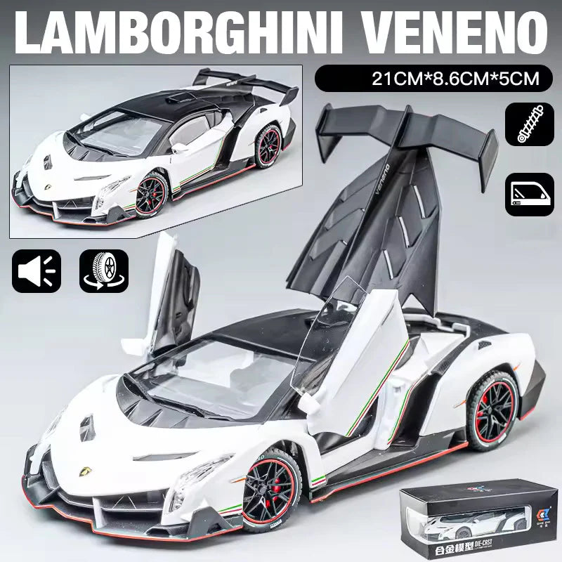 LAMBORGHINI VENENO 1:24 DIECAST METAL TOY CAR (MULTICOLOUR :- RED, WHITE GRAY)