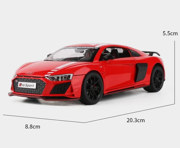 AUDI R8 V10 1:24 DIECAST METAL TOY CAR (MULTICOLOUR :-GREEN, BLACK, ORANGE, RED)