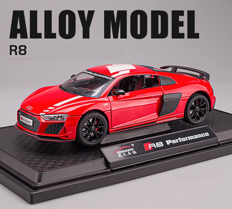 AUDI R8 V10 1:24 DIECAST METAL TOY CAR (MULTICOLOUR :-GREEN, BLACK, ORANGE, RED)