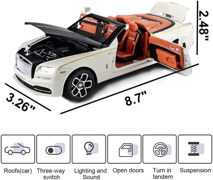 ROLLS-ROYCE CONVERTIBLE SUPER SPORTS 1:24 DIECAST METAL TOY CAR (MULTICOLOUR :- BLACK, PURPLE, SKYBLUE, WHITE)