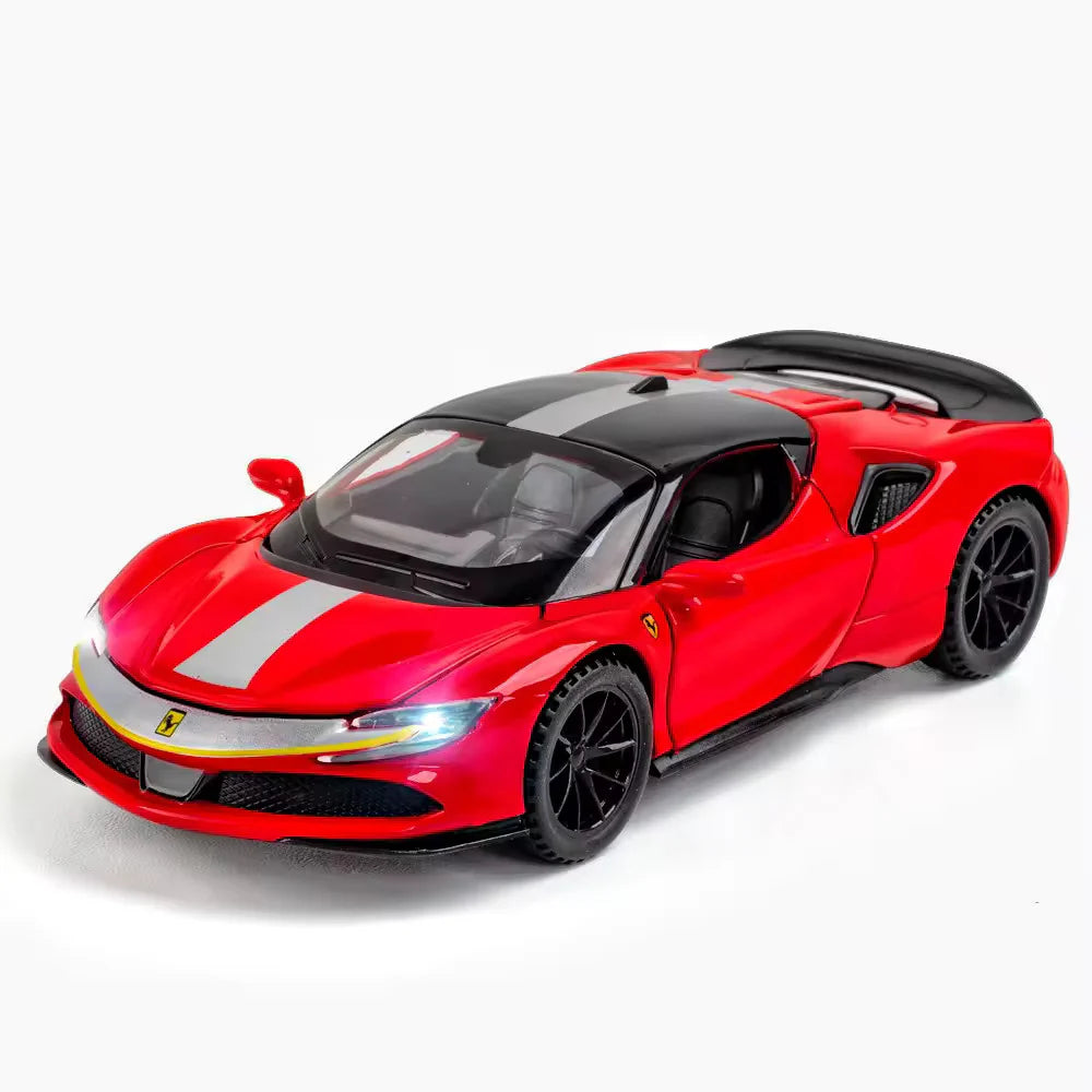 FERRARI SF90 1:32 DIECAST METAL TOY CAR (MULTICOLOUR  :- RED, YELLOW, BLACK, BLUE)