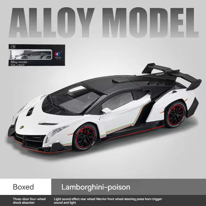 LAMBORGHINI VENENO 1:24 DIECAST METAL TOY CAR (MULTICOLOUR :- RED, WHITE GRAY)