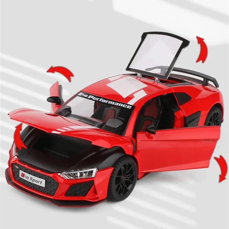 AUDI R8 V10 1:24 DIECAST METAL TOY CAR (MULTICOLOUR :-GREEN, BLACK, ORANGE, RED)