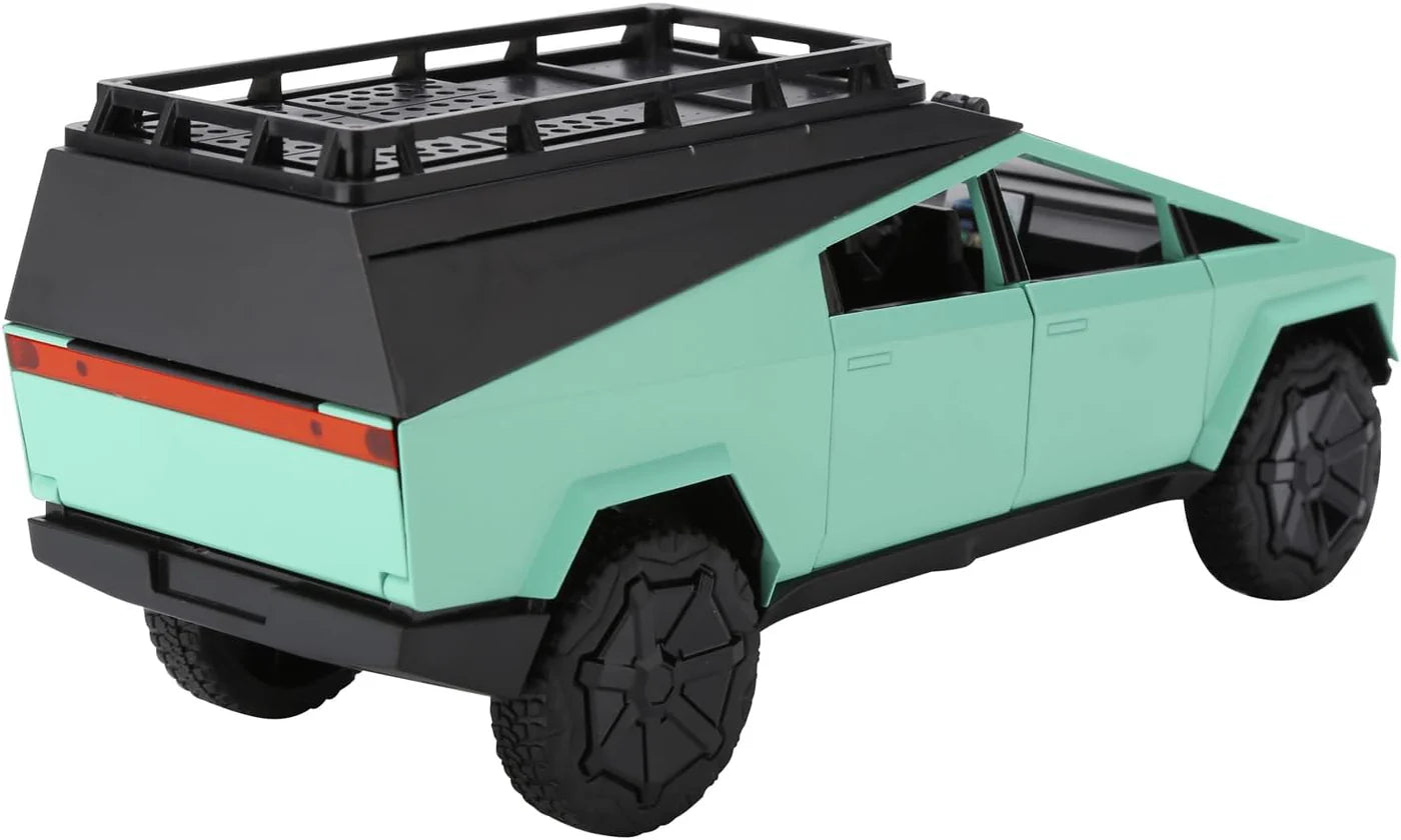 TESLA CYBERTRUCK CAMPING VEHICLE 1:24 DIECAST METAL TOY CAR ( MULTICOLOUR :- BLACK, GREEN , GRAY)