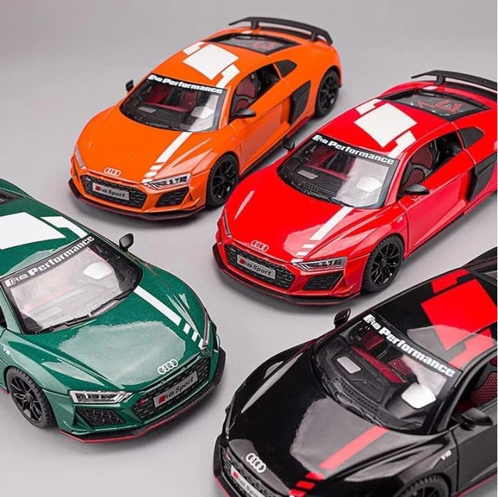 AUDI R8 V10 1:24 DIECAST METAL TOY CAR (MULTICOLOUR :-GREEN, BLACK, ORANGE, RED)