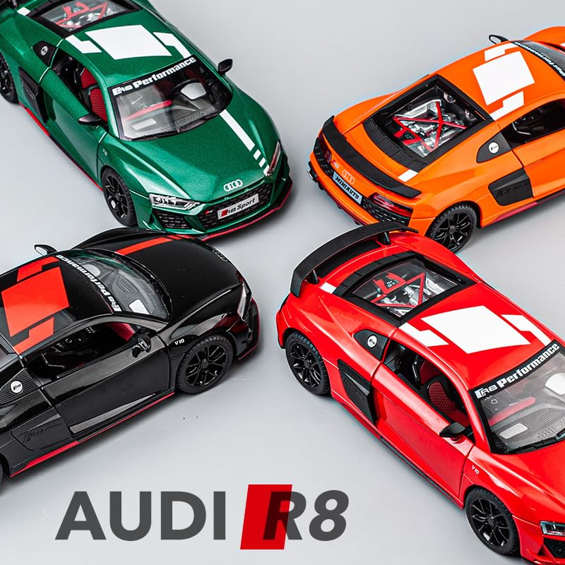 AUDI R8 V10 1:24 DIECAST METAL TOY CAR (MULTICOLOUR :-GREEN, BLACK, ORANGE, RED)