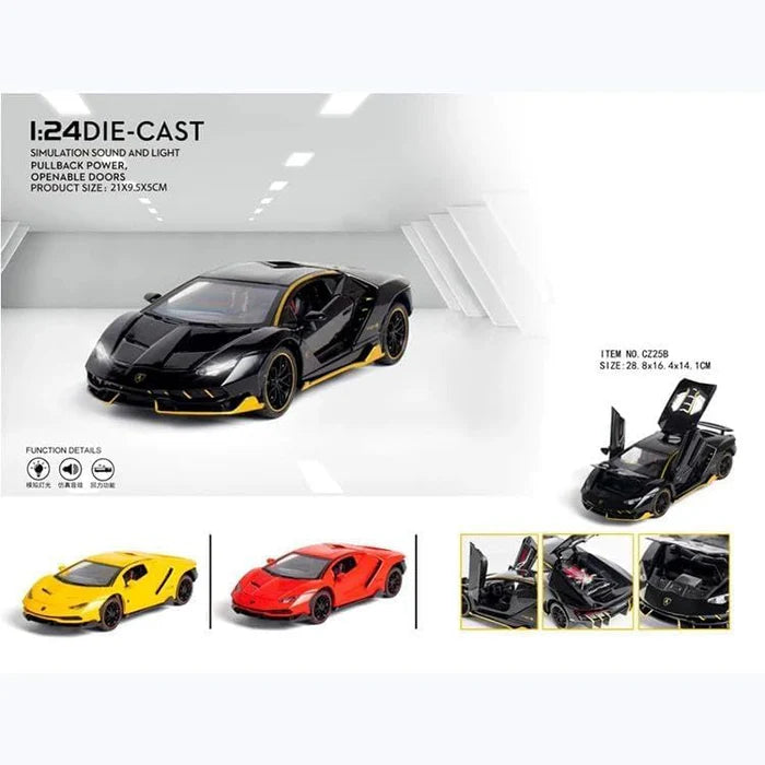 LAMBORGHINI CENTENARIO LP770 1:24 DIECAST METAL TOY CAR (MULTICOLOUR :- BLACK, RED, YELLOW)