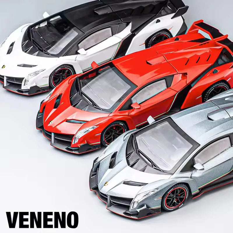 LAMBORGHINI VENENO 1:24 DIECAST METAL TOY CAR (MULTICOLOUR :- RED, WHITE GRAY)