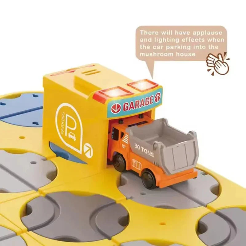 CONSTRUCTION VEHICLE DIY TRACK MAZE RACE CAR TRACK BUILDING BLOCK EDUCATIONAL TOY SET TILES DIY PLAY SET 2 LIGHT UP CAR STEM LEARNING CONSTRUCTION