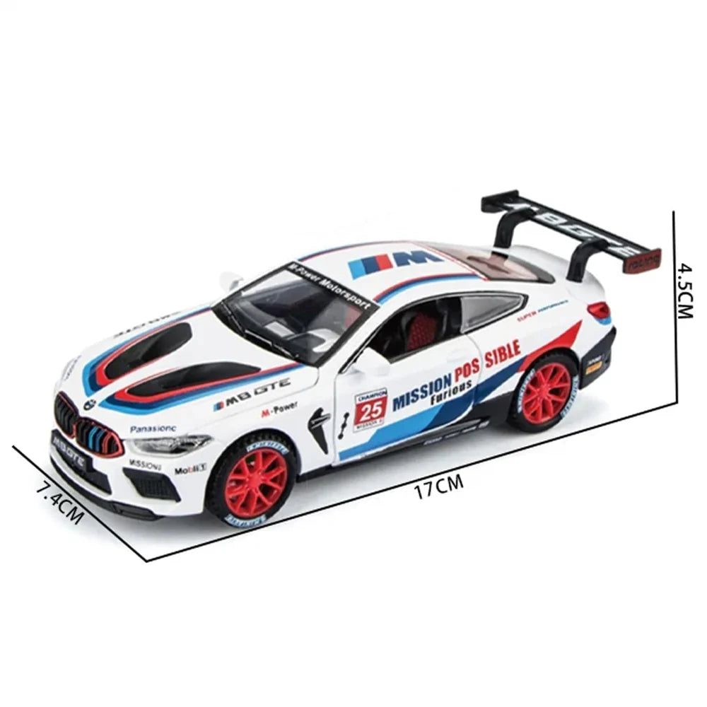 BMW M8 GTE SPORTS 1:32 DIECAST METAL TOY CAR (MULTICOLOUR :- BLACK, WHITE)