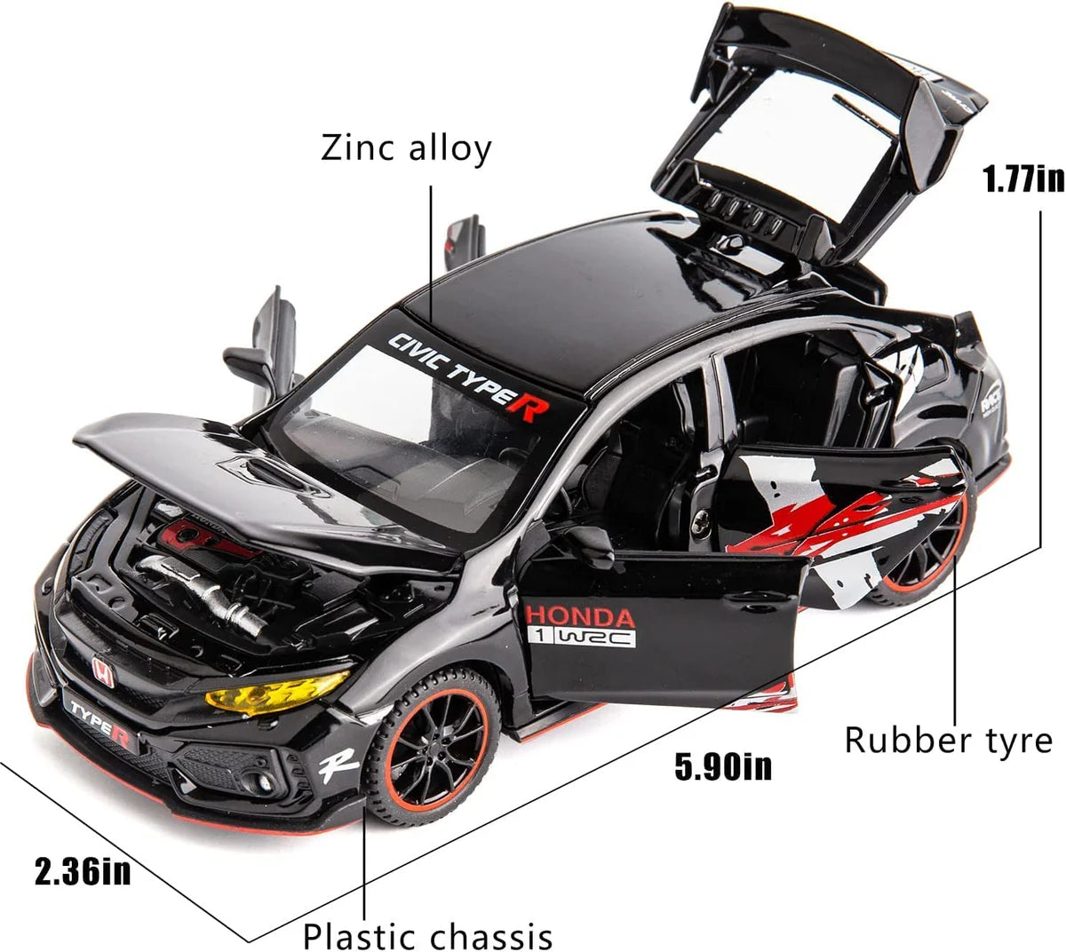 HONDA CIVIC TYPE-R 1:32 DIECAST METAL TOY CAR (MULTICOLOUR :- BLACK, WHITE, RED)