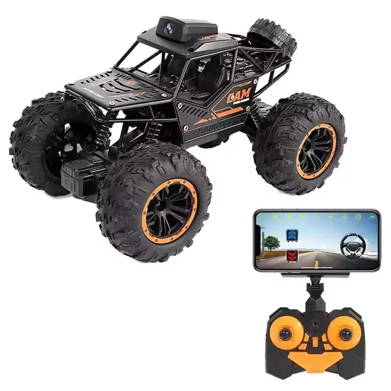 Remote Control Car With 720P Hd Fpv Wifi Camera 2.4Ghz 1:18 Scale High Speed Alloy Off Road Rock Crawler Car Fast Racing Vehicle Electric Hobby Toy Car Climbing Rc Car