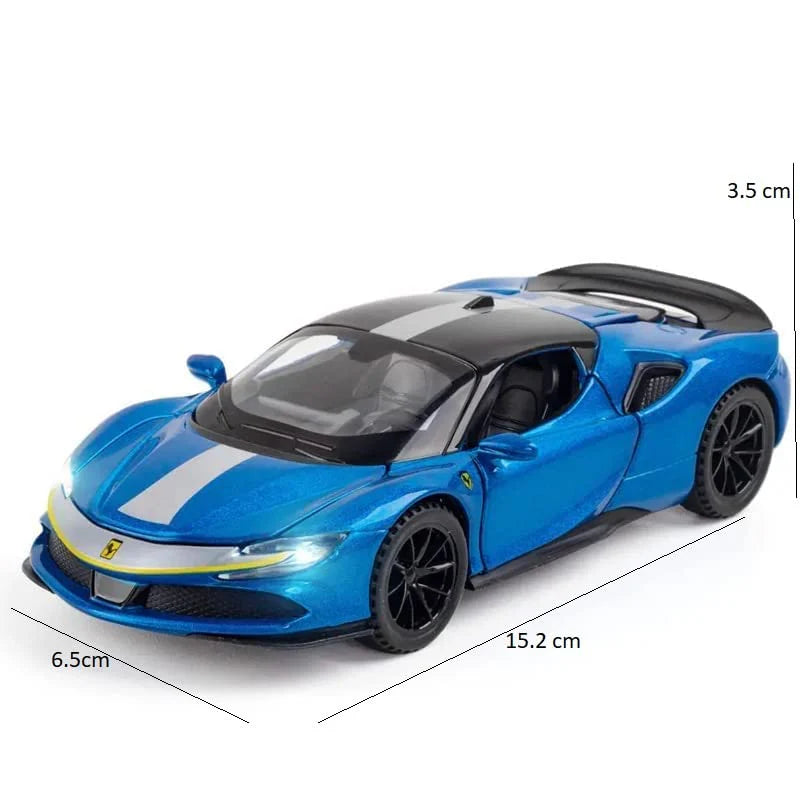 FERRARI SF90 1:32 DIECAST METAL TOY CAR (MULTICOLOUR  :- RED, YELLOW, BLACK, BLUE)