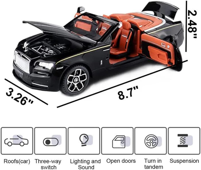 ROLLS-ROYCE CONVERTIBLE SUPER SPORTS 1:24 DIECAST METAL TOY CAR (MULTICOLOUR :- BLACK, PURPLE, SKYBLUE, WHITE)