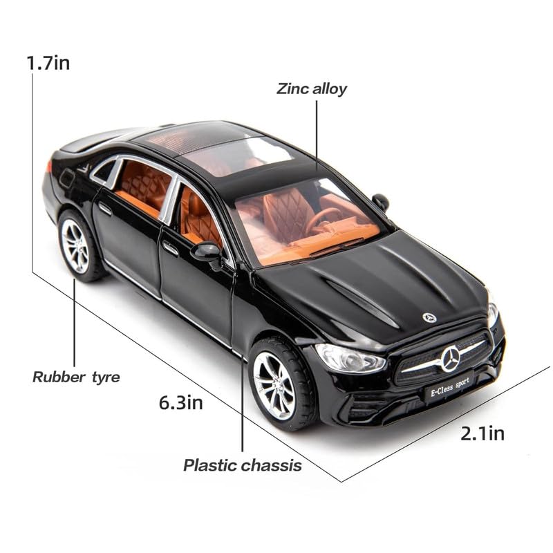 MERCEDES-BENZ E300L 1:32 DIECAST METAL PULLBACK TOY CAR WITH OPENABLE DOORS & LIGHT, MUSIC BOYS CAR FOR KIDS BEST TOYS GIFTS TOYS FOR KIDS [SIZE:-16CM*5.3CM*4.3CM]【 MULTICOLOR 】