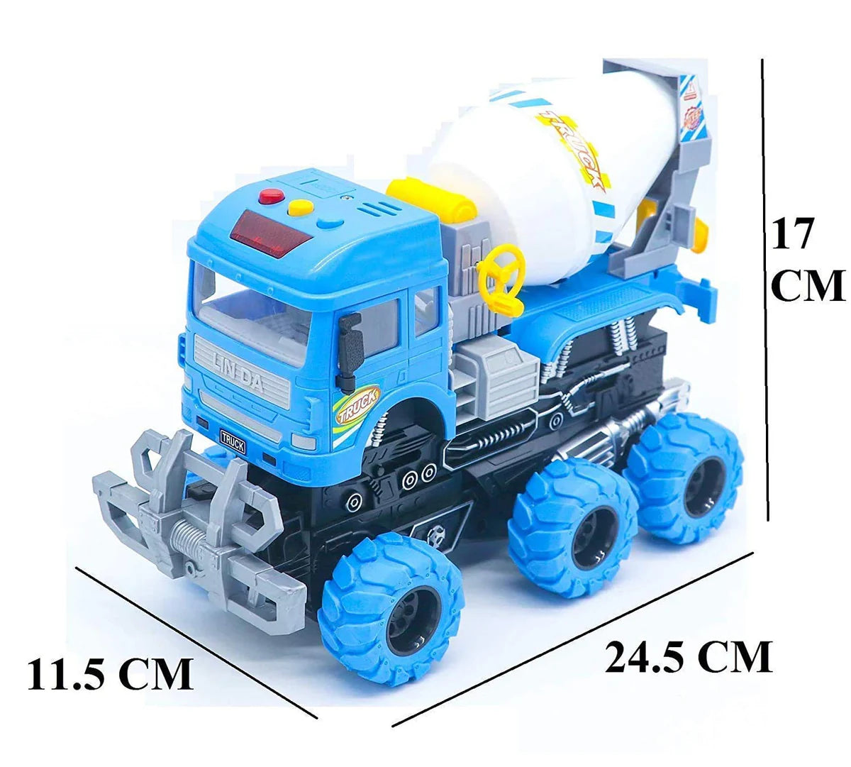 BIG SIZE HEAVY 6X6 PULL BACK DEFORMATION CONSTRUCTION TRUCK VEHICLE TOY FOR KIDS FRICTION POWERED WHEEL SOUND AND LIGHT EFFECT TOY TRUCK FOR 3+ YEARS OLD BOYS GIRLS (CEMENT MIXER TRUCK) [SIZE:-24.5CM*17CM*11.5CM]