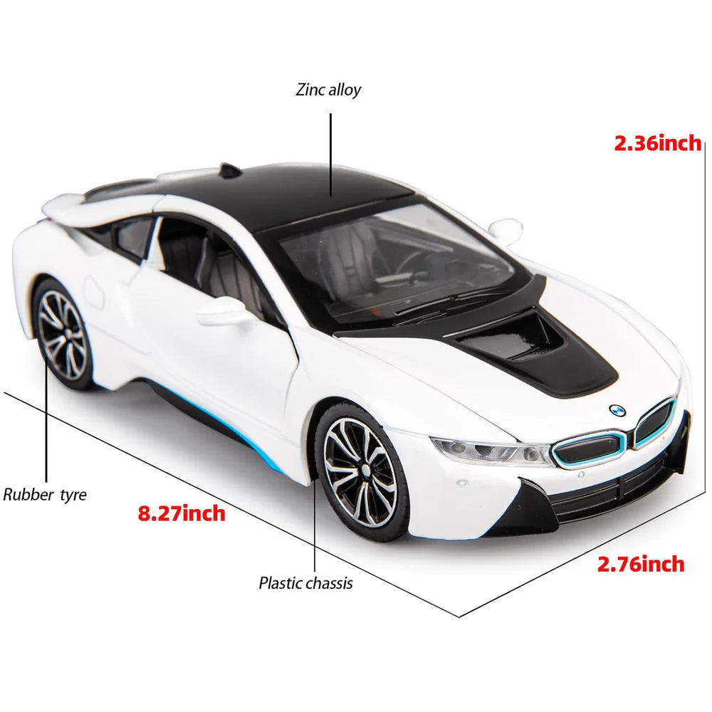 COMPATIBLE FOR BMW I8 1:24 DIECAST METAL TOY CAR (MULTICOLOUR :- WHITE, BLACK )