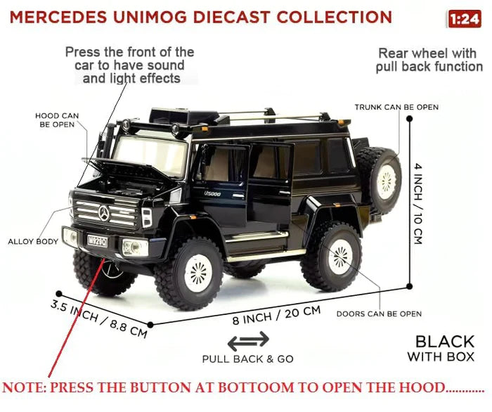 MERCEDES-BENZ UNIMOG 1:24 DIECAST METAL TOY CAR (MULTICOLOUR PACK OF 1)