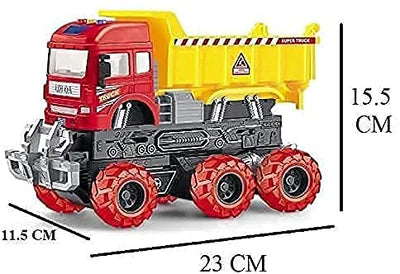 BIG SIZE 6X6 WHEEL DUMPER TRUCK PULL BACK CONSTRUCTION TRUCK VEHICLE TOY FRICTION POWERED WHEEL SOUND AND LIGHT EFFECT TOY TRUCK FOR KIDS [Size : 23Cm*15.5Cm*11.5Cm]