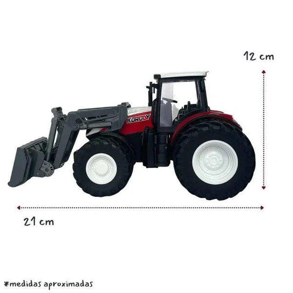 REMOTE CONTROL FARM TRACTOR FOR KIDS, REALISTIC RC TRACTOR WITH REAR LOADER AND FRONT LOADER, MULTI COLOUR [SIZE:-21CM*12CM*7CM]