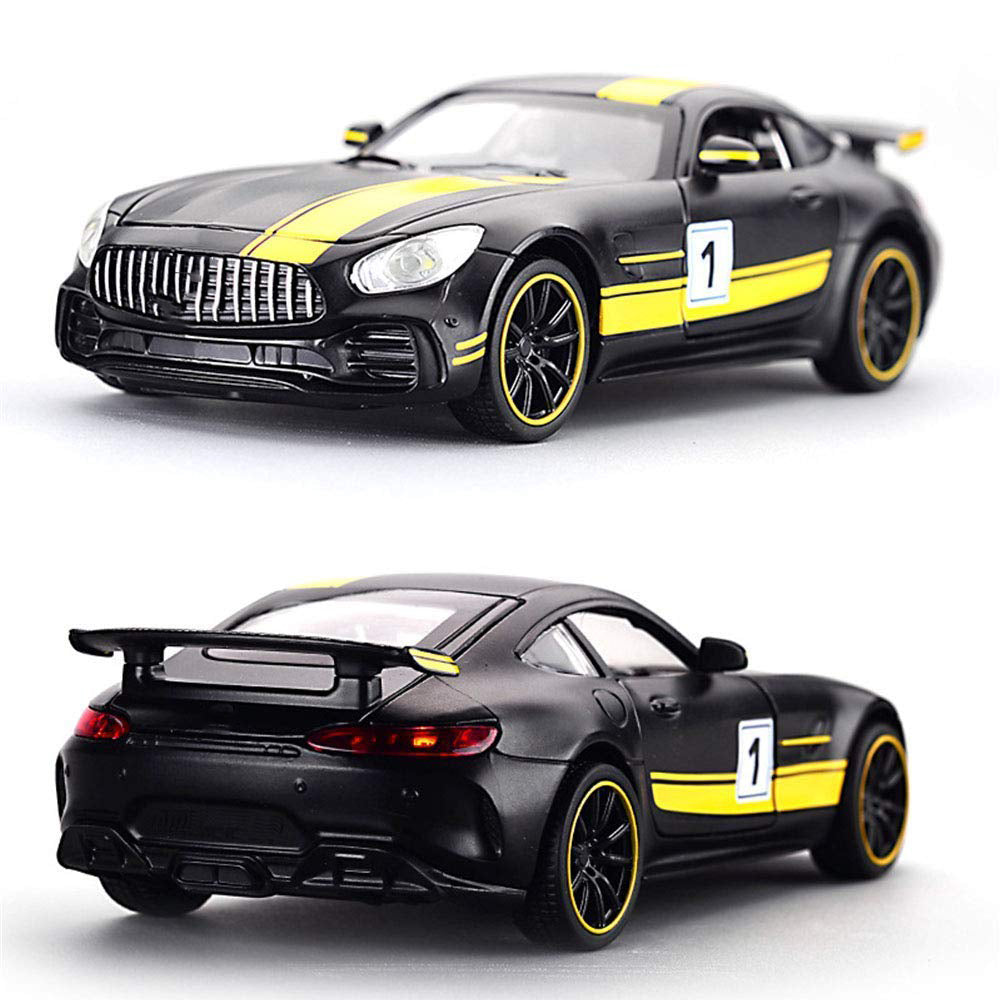 Mercedes Benz AMG GTR 1:32 Diecast Metal Toy Car (Multicolour :- black-yellow, black-red, green) [Size : 15Cm*6.4Cm*5Cm]