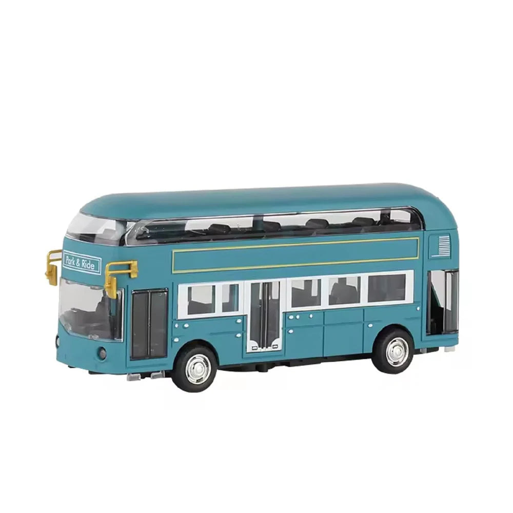 DOUBLE DECKER BUS 1:48 SCALE CLASSIC MODEL TOY FOR KIDS PULL BACK ALLOY DOUBLE-DECKER BUS SERIES TOY WITH LIGHT AND MUSIC