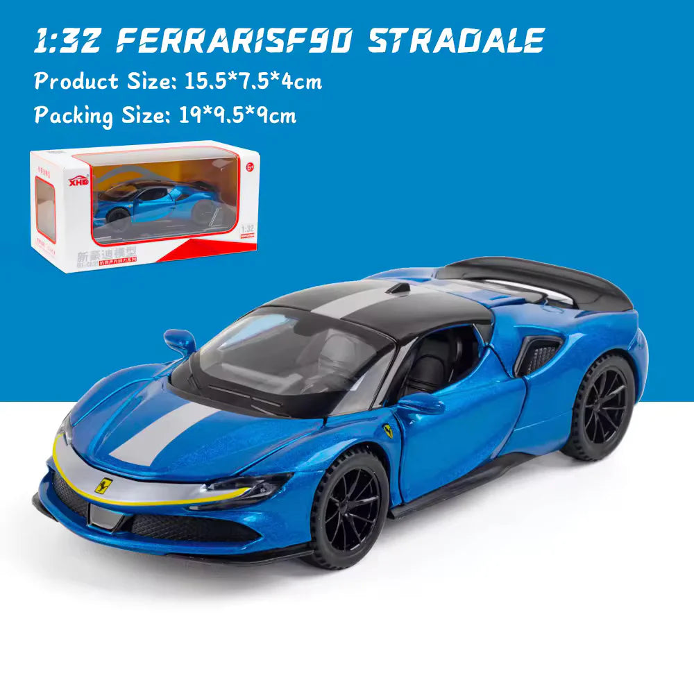 FERRARI SF90 1:32 DIECAST METAL TOY CAR (MULTICOLOUR  :- RED, YELLOW, BLACK, BLUE)