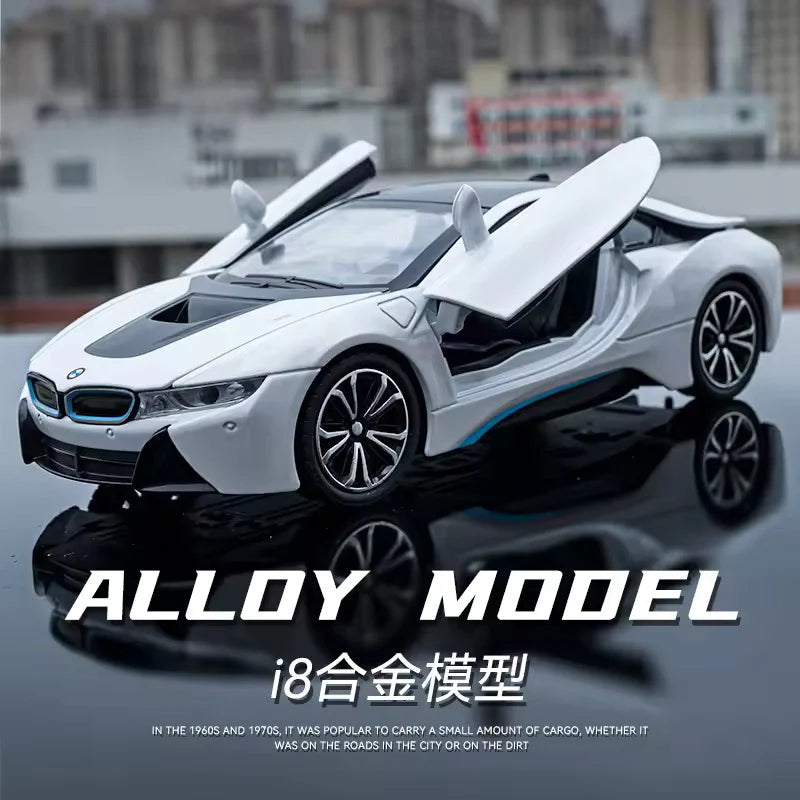 COMPATIBLE FOR BMW I8 1:24 DIECAST METAL TOY CAR (MULTICOLOUR :- WHITE, BLACK )