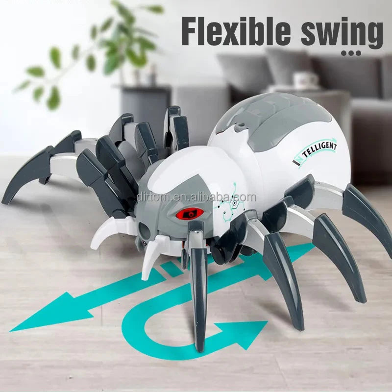 Remote Control Spider Realistic Robot Spider with Spray Light Sound RC Robot Toy