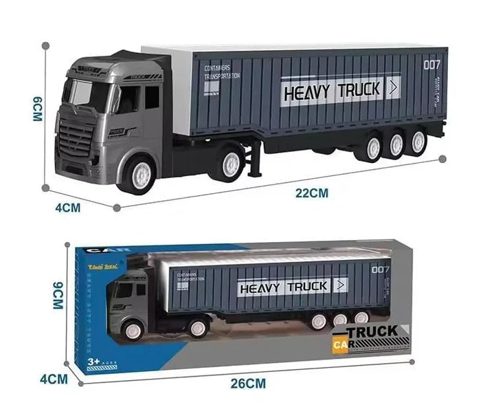 1:48 DIECAST ALLOY LOGISTIC-TRANSPORTATION BIG HEAVY TRUCK TOYS WITH FRICTION POWERED MINIATURE CAR VEHICLE TOY FOR KIDS, BOYS AND GIRLS