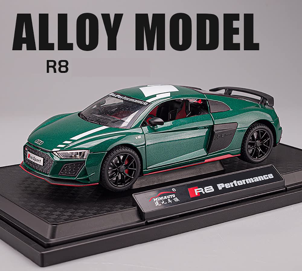 AUDI R8 V10 1:24 DIECAST METAL TOY CAR (MULTICOLOUR :-GREEN, BLACK, ORANGE, RED)