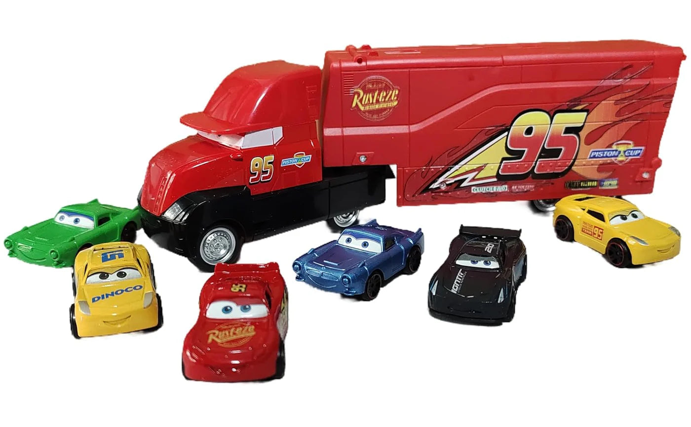 SET OF 7 PIXAR CARS 3 LIGHTNING MCQUEEN JACKSON STORM MACK UNCLE TRUCK 1:55 ALLOY TOY TRUCK CARS BEST TOY GIFT FOR KIDS- PACK OF 7, MULTICOLOR