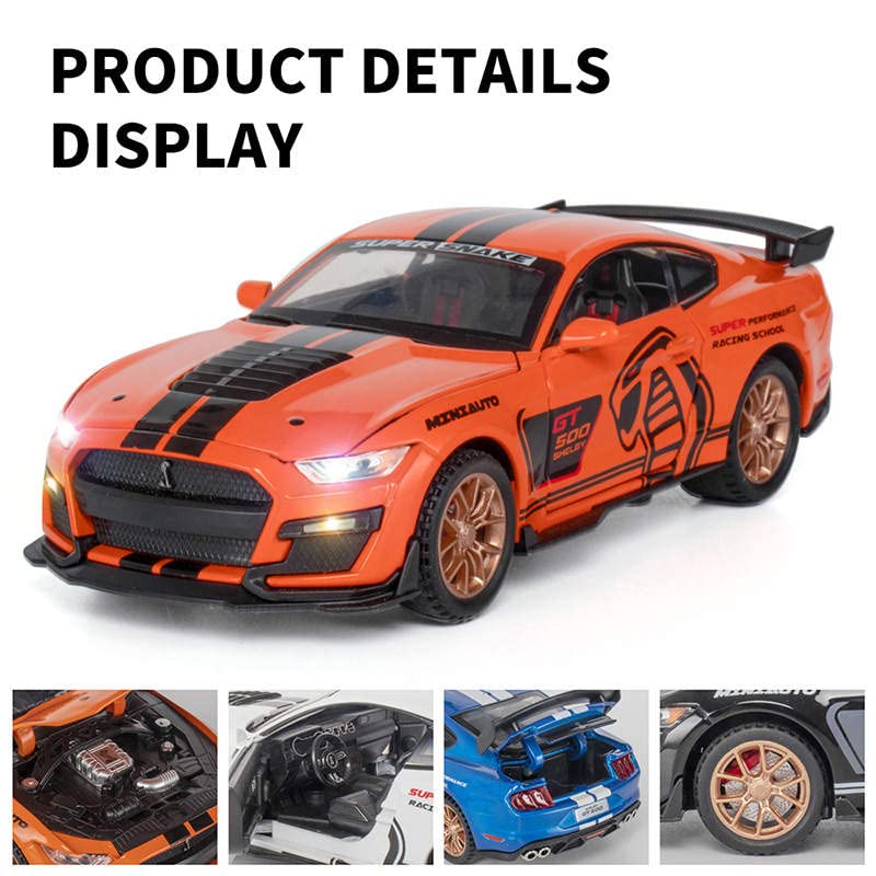 MUSTANG GT500 1:32 DIECAST METAL TOY CAR (MULTICOLOUR :- ORANGE, BLACK, BLUE, WHITE)