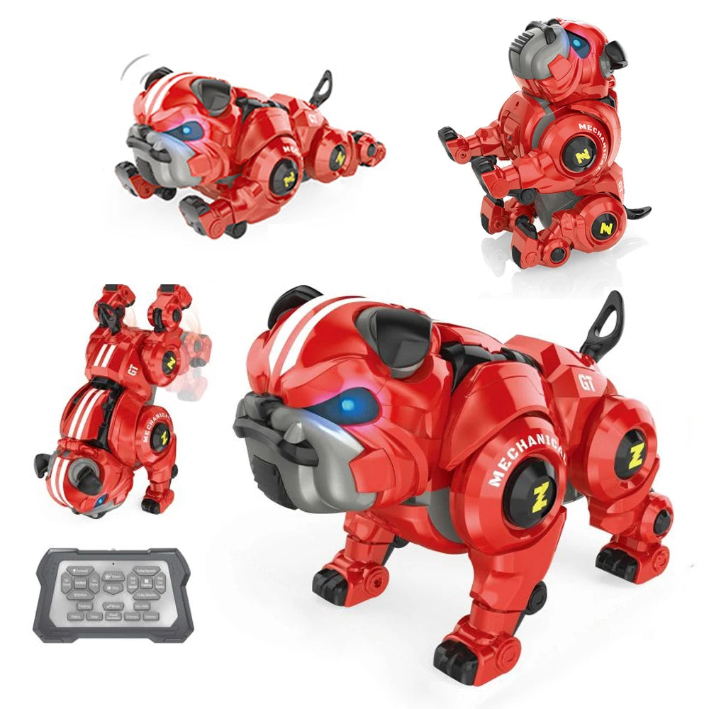 Remote Control Robot Rechargeable Programing Stunt Robo Dog with Sing, Dance, Touch Function, Robotic Dog Toy for Boys Ages 5 6 7 8 9 10+ Birthday Gifts, Red