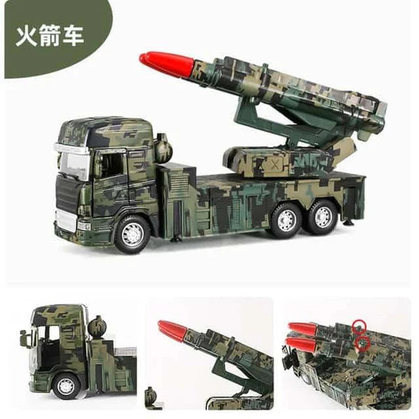 PULL BACK & GO MISSILE LAUNCHER TRUCK FOR KIDS - MISSILE VEHICLE MODEL FOR CHILDREN BOYS GIRLS - MILITARY DIE CAST FIGHTING TRUCK GIFT FOR BOYS - ARMY OPERATIONS METAL TRUCK TOY [SIZE:-21CM*11CM*7CM]