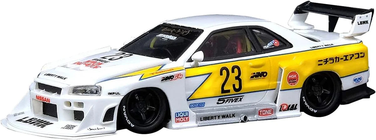 LBWK Nissan E-R34 Super Silhouette Skyline GTR 1:24 Diecast Metal Toy Car