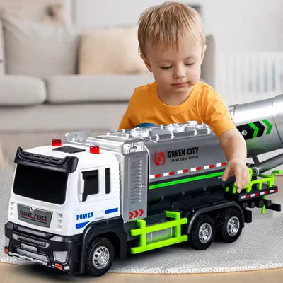 UNBREAKABLE METAL TRUCK TOY PULL BACK VEHICLES ENGINEERING TOYS METAL TRUCK WITH LIGHT & SOUND FOR KIDS BOYS GIRLS (WATER SPRAY FIRE TRUCK) (COLOR AS PER STOCK)