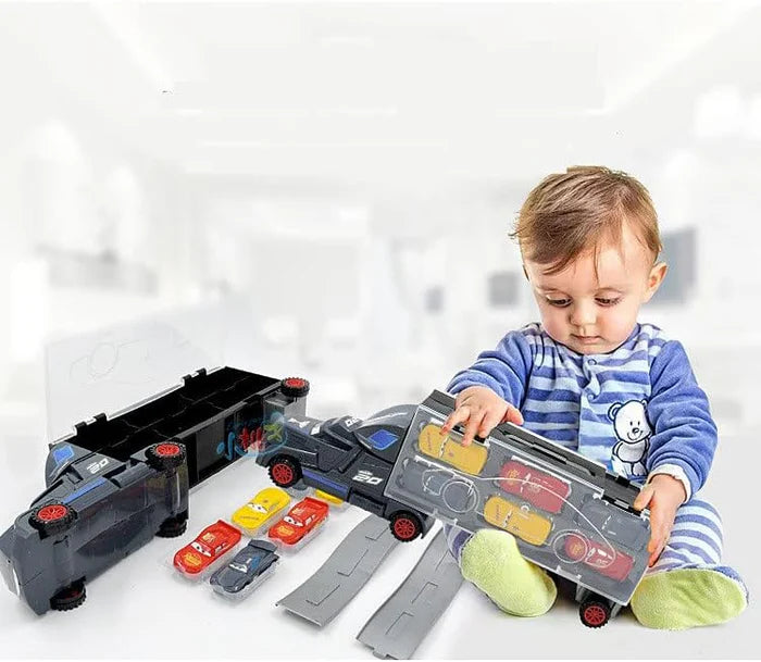 TOYS ALLOY CONTAINER TRUCK WITH MINI METAL CARS, TRANSPORT TRUCKS FOR KIDS1 TRUCK & 6 CARS,VEHICLE LEARNING GIFT TOYS FOR TODDLERS(MULTICOLOR, PACK OF: 1)