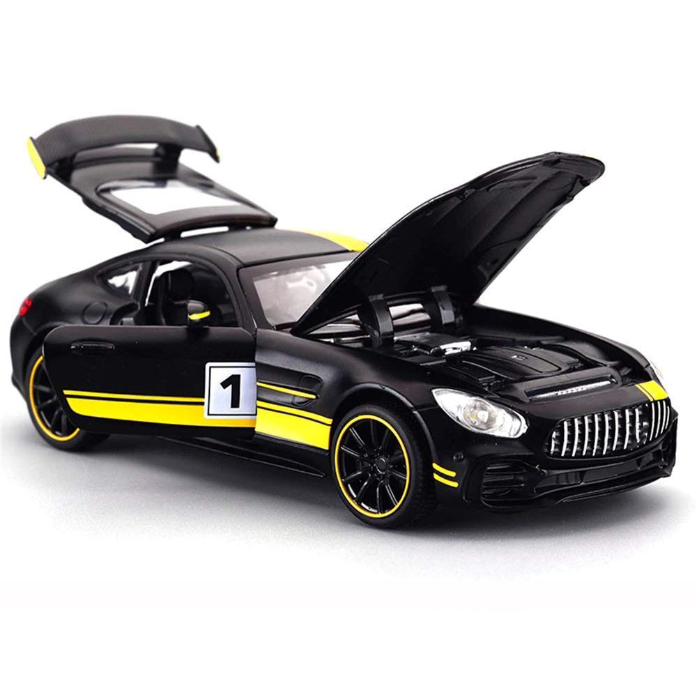 Mercedes Benz AMG GTR 1:32 Diecast Metal Toy Car (Multicolour :- black-yellow, black-red, green) [Size : 15Cm*6.4Cm*5Cm]